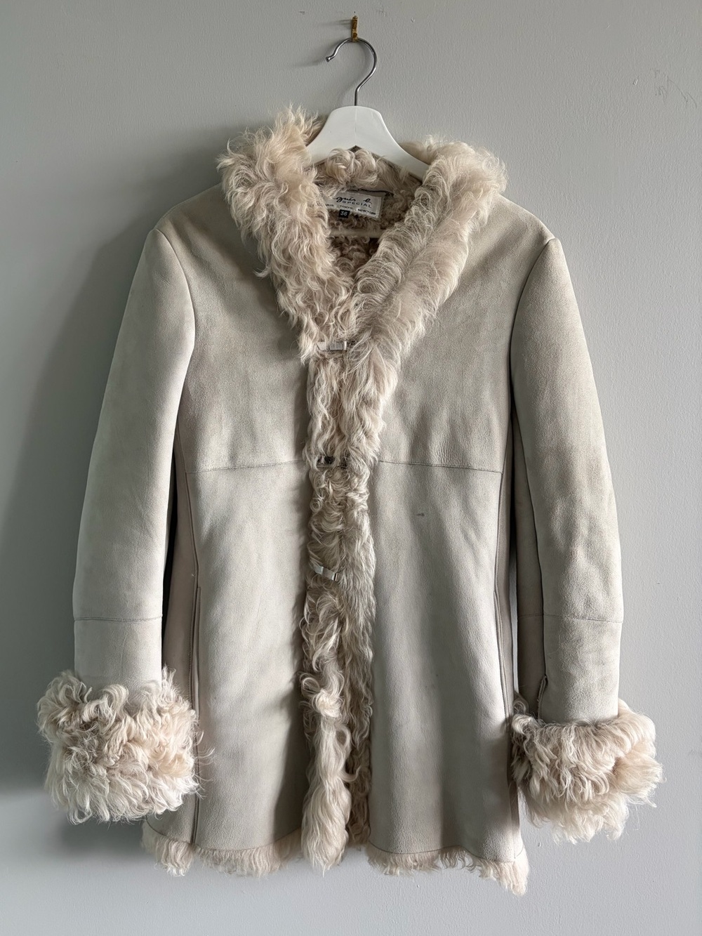 Agnes B. Genuine Shearling Sheepskin Coat - Ivory